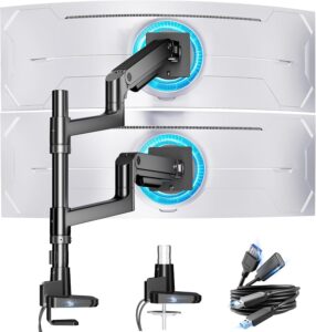 ARES WING Dual Monitor Arm for Ultrawide Heavy Duty Curved Monitor Stacking