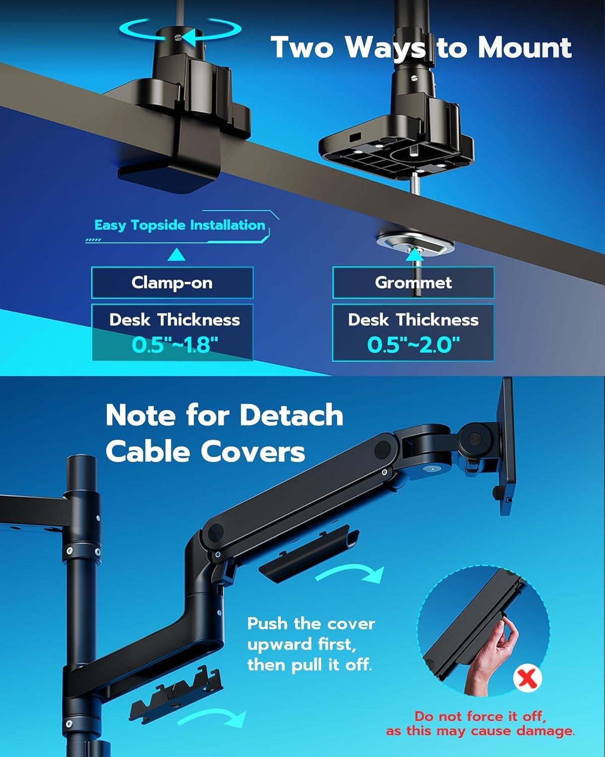 ARES WING Dual Monitor Arm for Ultrawide Heavy Duty Curved Monitor Stacking